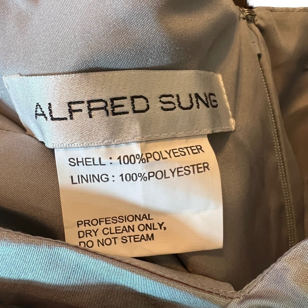 ALFRED SUNG D538 In Atlantis Blue Iridescent Strapless Dress, NWT, Size 16 - Picture 4 of 7